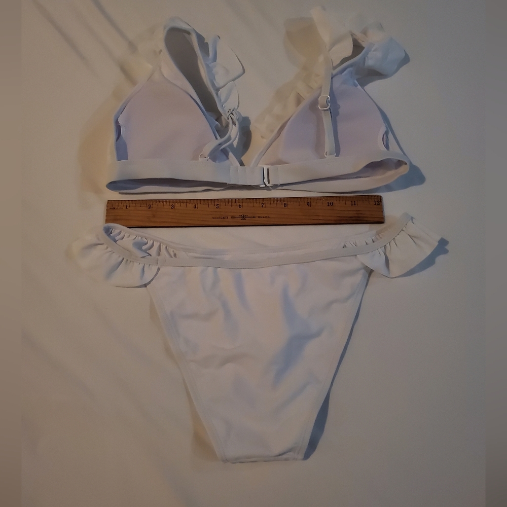 White Ruffled Bikini Set - Picture 2 of 2